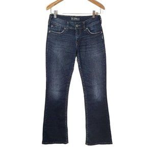 Silver Suki Surplus 28x32 Women's Jeans Bootcut Back Button Pocket Flap Dark